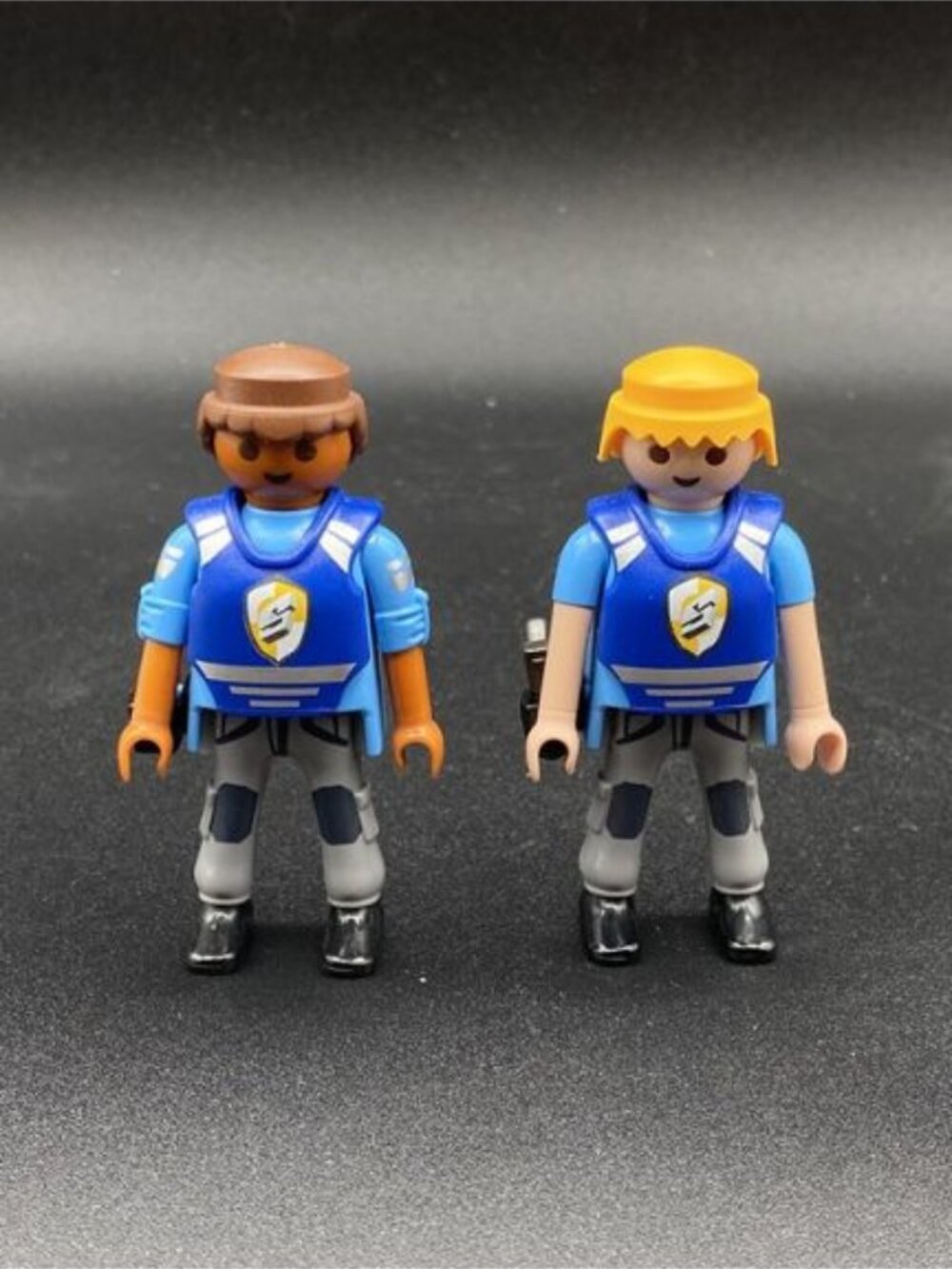 Playmobil LOT 2 Figure Police Toys Blonde & Brunette Men 1 Gun Holster